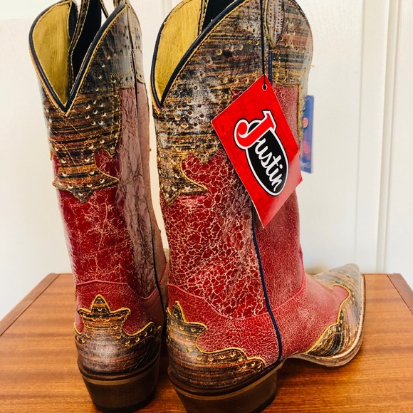 NEW Ladies Justin Red Cowboy Boots - Picture 2 of 8